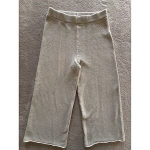 Free People Beach Hailee Sweater Pants Women Light Grey Cotton Knit Wide Leg S